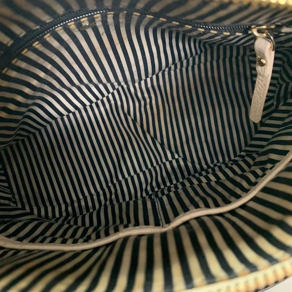 KATE SPADE Ivory Black Leather Handbag Purse Tote - Picture 12 of 16